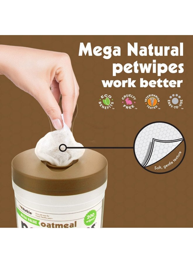 Petkin Mega PetWipes, 200 Wipes - Oatmeal Pet Wipes for Dogs and Cats, Use on Face, Paws, Ears, Body and Eye Area - Ideal for Home or Travel - Image 3