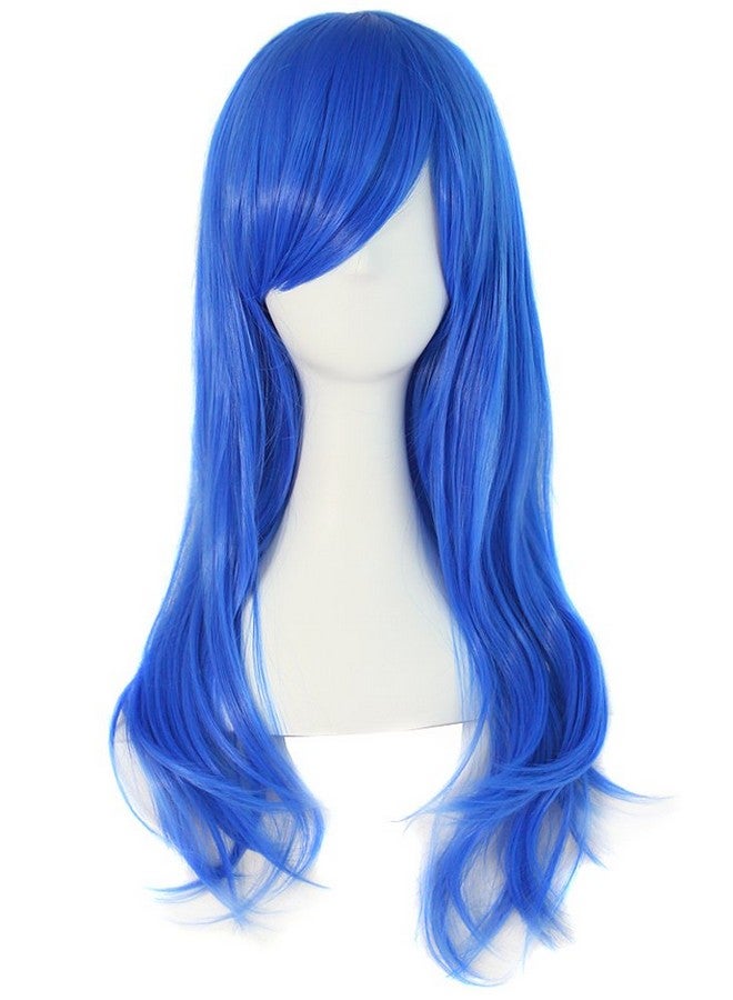 MapofBeauty 24"/60cm Side Bangs Stylish Long Great Wavy Curly Cosplay Party Wig (Blue) - Image 1