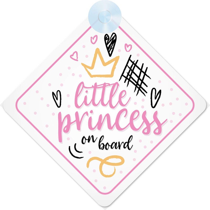Angloria mybabyonboard UK Princess On Board Pink with Crown (024) Non Personalised Car Sign New Baby Girl/Child Gift/Present - Image 1