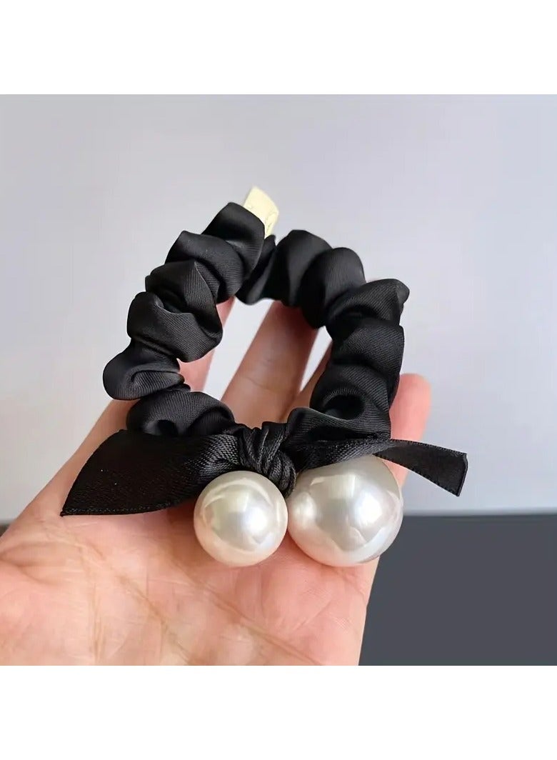 Goolsky رباط شعر مزين بتاج من اللؤلؤ الصناعي بتصميم بسيط - Image 3