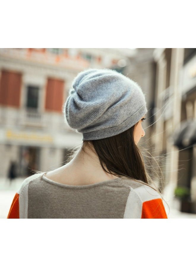 WaySoft 100% Cashmere Beanie for Women in a Gift Box, Oversized Women Beanie Hat, Grey, One size - Image 2