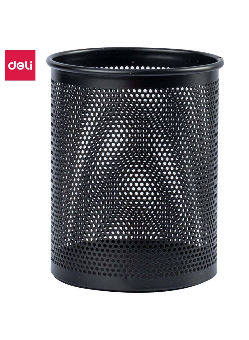 Deli E909 Pen Holder 桅84脳106mm Mesh Steel Ideal for Office Desktop 鈥?Black - Image 1