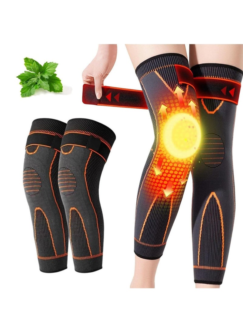 YOUGE Knee Pads, Wormwood Knee Protection for Warm,Sports Protective Gear,Acupressure Self-Heating Knee Sleeve, Self-Heating Knee Sleeve, Compression Knee Brace for Women & Men (Orange, Large) - Image 1