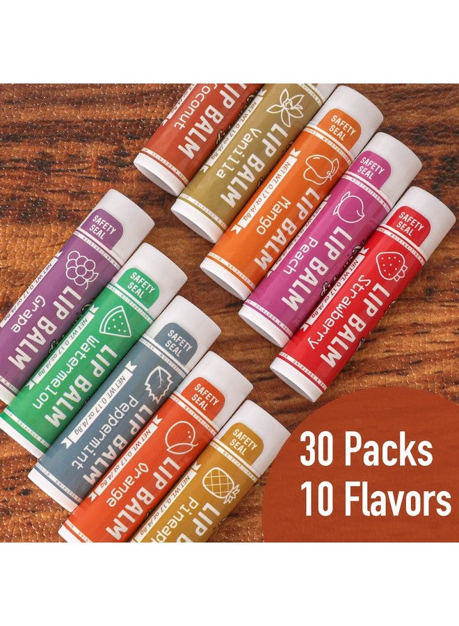 أزين عبوة من 30 مرطب شفاه، مرطب شفاه طبيعي بكميات كبيرة، منتج للعناية بالشفاه، مرطب شفاه مرطب للشفاه الجافة والمتشققة - 10 نكهات - Image 3