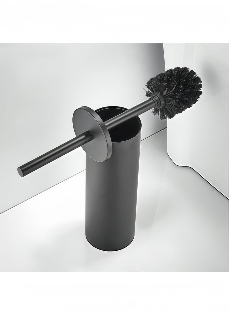 Peachjoy Stainless Steel 304 Toilet Brush and Holder Set - Brushed Nickel/Black, Freestanding Bathroom Cleaning Tool with Rustproof Design 
