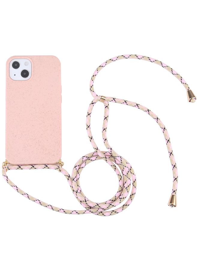 The Bros Case Cover For iPhone 13 mini Wheat Straw Material + TPU Shockproof Case Cover with Neck Lanyard