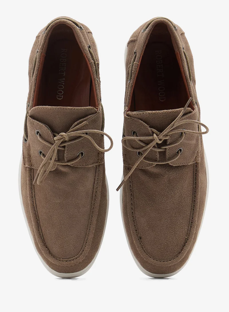 Robert Wood Genuine Suede Leather Boat Shoes
