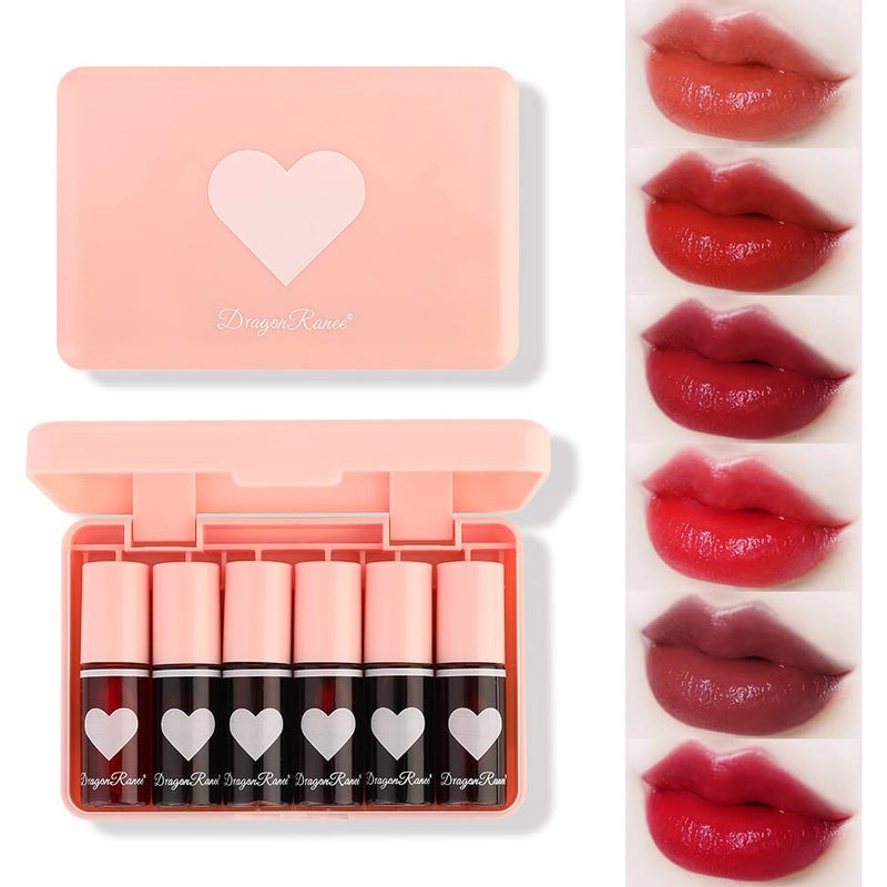 Miniling 6 Colors Lip Tint Stain SetKorean Gloss Plumping Mini Liquid LipstickMultiuse and Cheek TintLong lasting NonStick Cup Waterproof High Pigment Vivid Color Makeup 10 Count