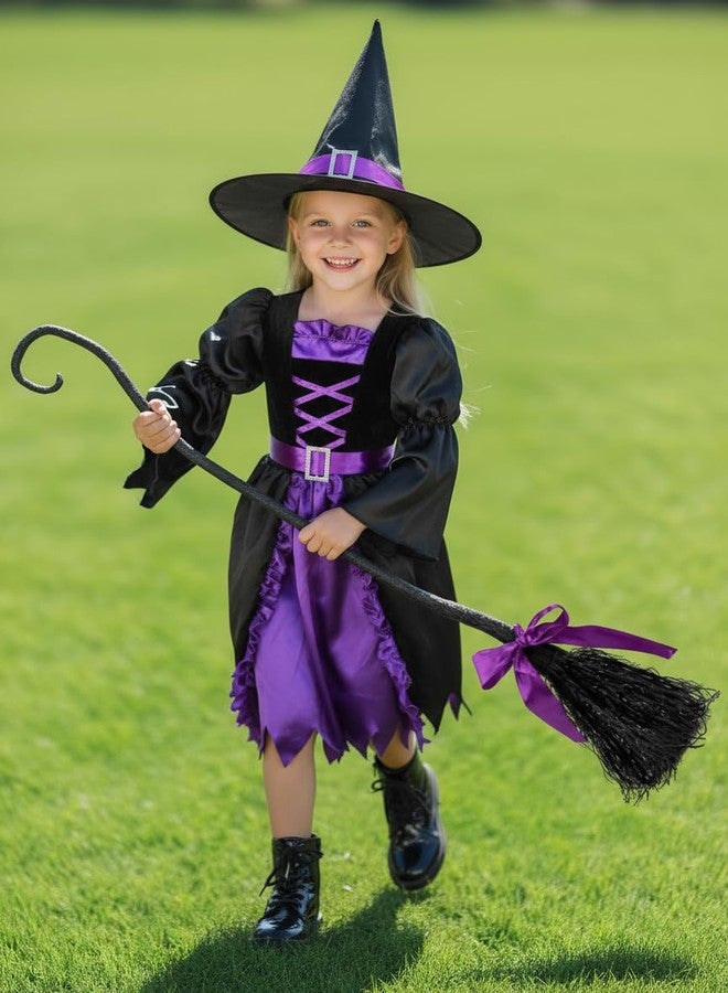 Kiddokids Witch Costume for Girls- Light-Up Dress with Hat & Broom Accessories, Halloween Costume Set for 3-12 Years, Purple Witch Outfit for Halloween Parties & Role Play - Image 3