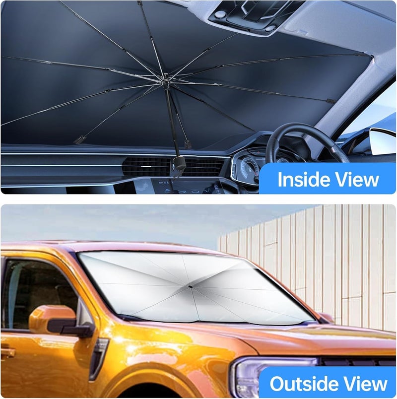 Coku Car Windshield Sun Shade Umbrella – Foldable Front Window Sunshade with Heat Insulation & UV Protection, Vinyl Coated Sun Reflector for Cars, SUVs, Trucks – Easy to Use & Store (Large) - Image 5