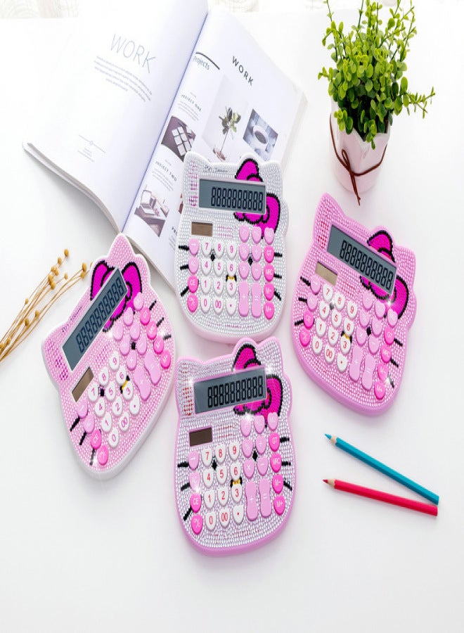 Women Calculators,BREIS Creative Cute Solar Energy Calculator, 12 Digit Large LCD Display, Handheld for Daily and Basic Office, Pink (Pink+Pink) - Image 3