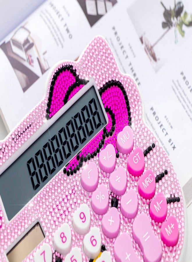 Women Calculators,BREIS Creative Cute Solar Energy Calculator, 12 Digit Large LCD Display, Handheld for Daily and Basic Office, Pink (Pink+Pink) - Image 5