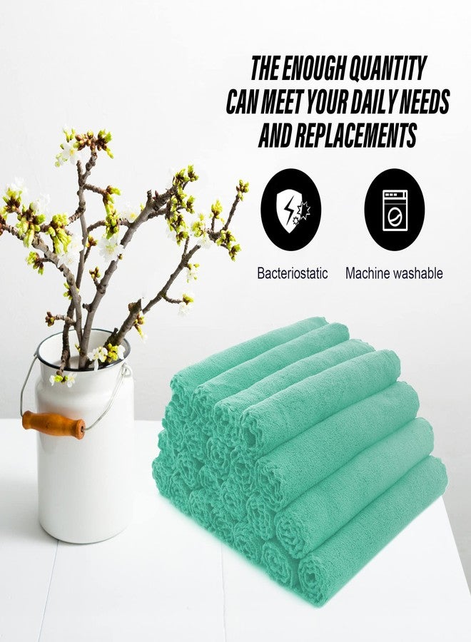 MOONQUEEN Ultra Soft Premium Washcloths Set - 12 x 12 inches - 24 Pack - Quick Drying - Highly Absorbent Coral Velvet Bathroom Wash Clothes - Use as Bath, Spa, Facial, Fingertip Towel (Aqua Green) - Image 5