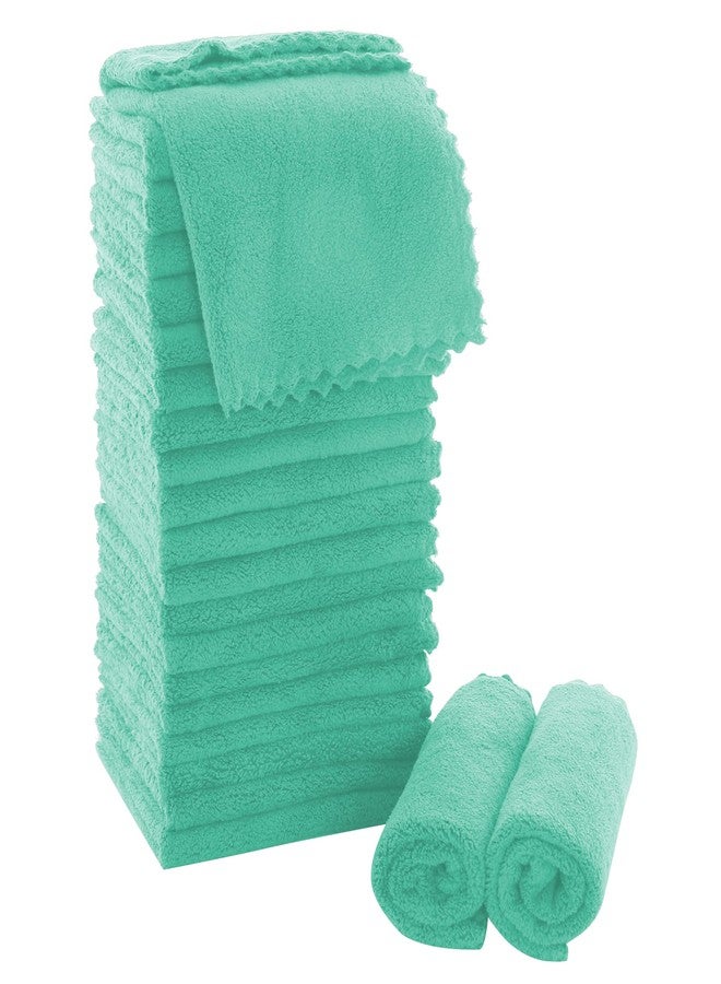 MOONQUEEN Ultra Soft Premium Washcloths Set - 12 x 12 inches - 24 Pack - Quick Drying - Highly Absorbent Coral Velvet Bathroom Wash Clothes - Use as Bath, Spa, Facial, Fingertip Towel (Aqua Green) - Image 1
