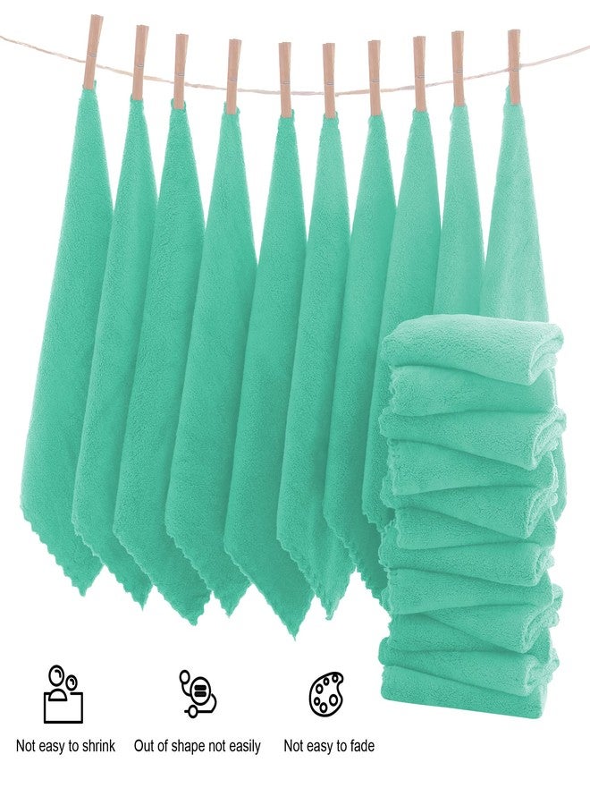 MOONQUEEN Ultra Soft Premium Washcloths Set - 12 x 12 inches - 24 Pack - Quick Drying - Highly Absorbent Coral Velvet Bathroom Wash Clothes - Use as Bath, Spa, Facial, Fingertip Towel (Aqua Green) - Image 3
