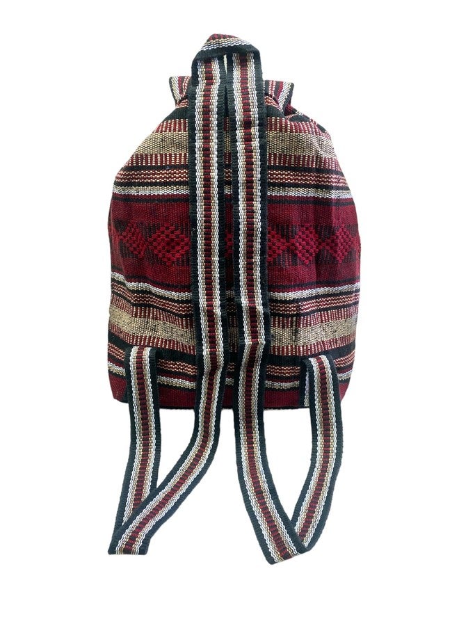 BURGUNDY MIX, UNISEX, LARGE, BACKPACK, WOVEN, CANVAS, DRAWSTRING, BEACH BAG - Image 2