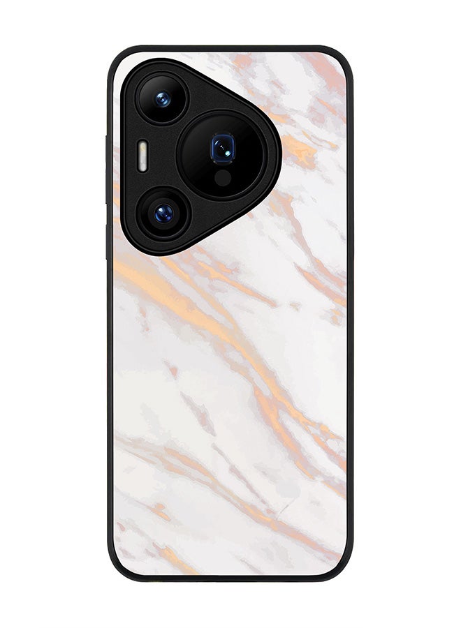 Stylizedd Rugged Black edge case for Huawei Pura 70, Slim fit Soft Case Flexible Rubber Edges Anti Drop TPU Gel Thin Cover -  Marble Print Gold Grey - Image 1