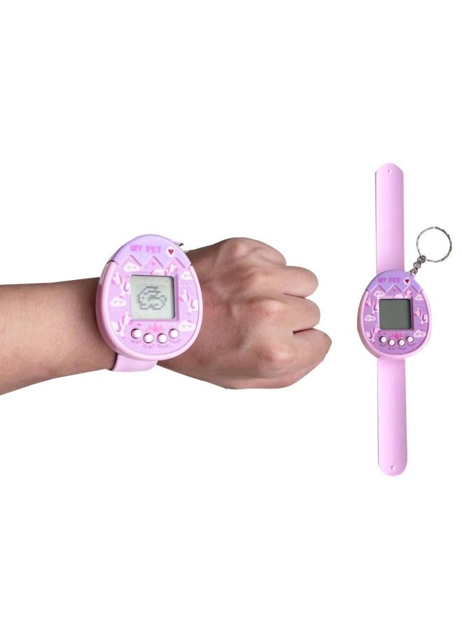 إسكدنيا آلة الحيوانات الأليفة الإلكترونية للأطفال 160 نوعًا من راحة اليد الافتراضية الكلاسيكية لتطوير لعبة سلسلة مفاتيح الطالب - اللون: وردي (37 جم) - Image 1