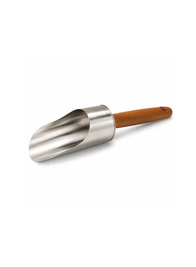 Stainless Steel Food Scoop with Wooden Handle – Multi-Purpose Kitchen Shovel - Image 1