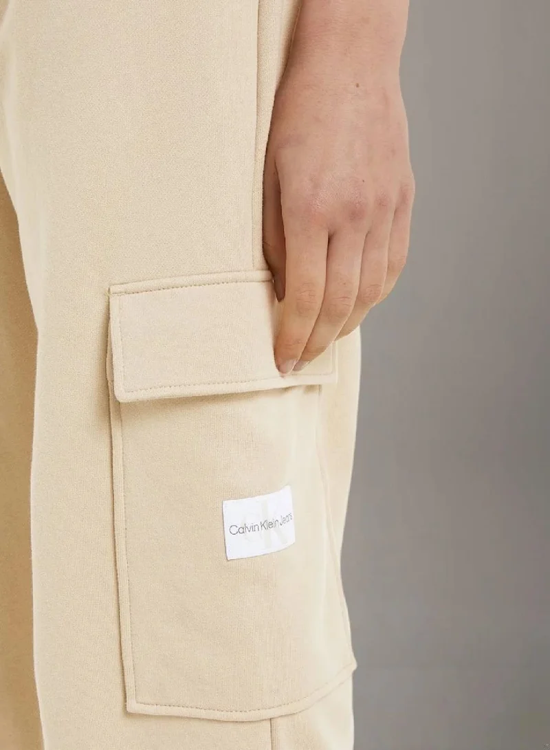Calvin Klein Jeans Pale Khaki Soft Terry Cargo Joggers for Women | Best Price UAE