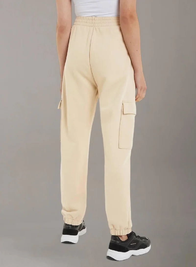 Calvin Klein Jeans Pale Khaki Soft Terry Cargo Joggers for Women | Best Price UAE