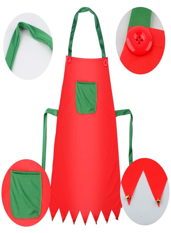 Sunshane 4 Pieces Christmas Elf Kits Include Elf Aprons and Elf Hats for Christmas Party Costume Supplies (Red and Green) - Image 4