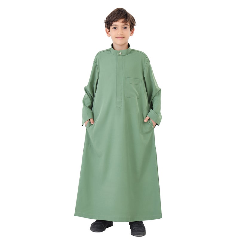 كورتا طويلة للأولاد بياقة مانداريْن من البوليستر الخفيف بأكمام طويلة وقَصّة مريحة - Image 4