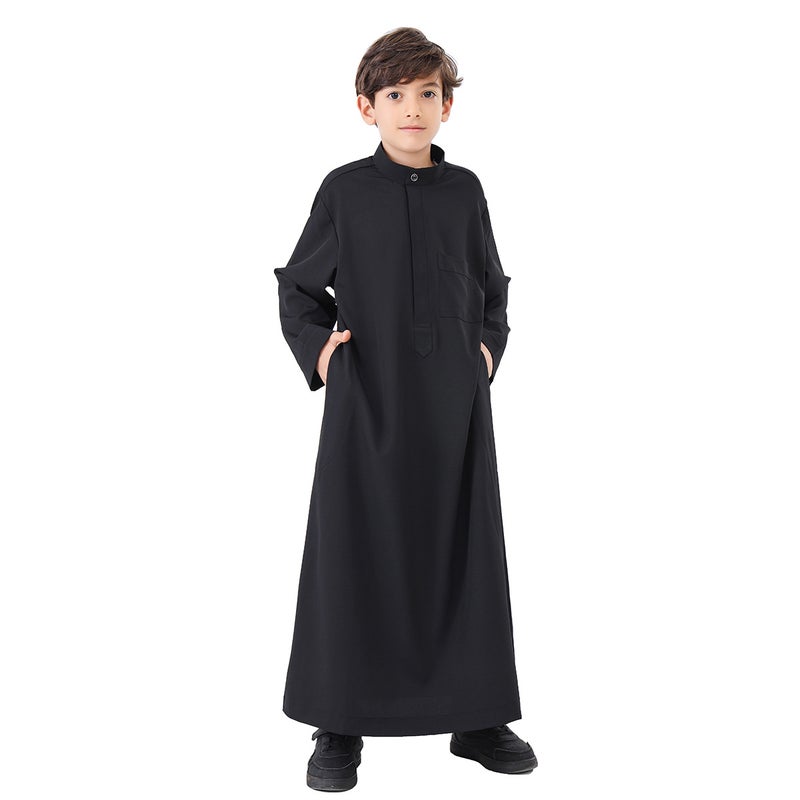 كورتا طويلة للأولاد بياقة مانداريْن من البوليستر الخفيف بأكمام طويلة وقَصّة مريحة - Image 1