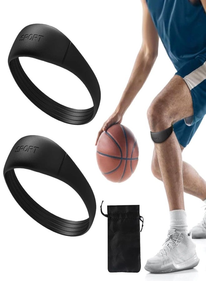 HANNEA® 2 PCS Knee Support for Men Gym Silicone Stretchy Knee Band for Pain Relief 26mm Wider Patellar Support Adjustable Patella Band Soft Design for Running, Tennis, Football - Image 1