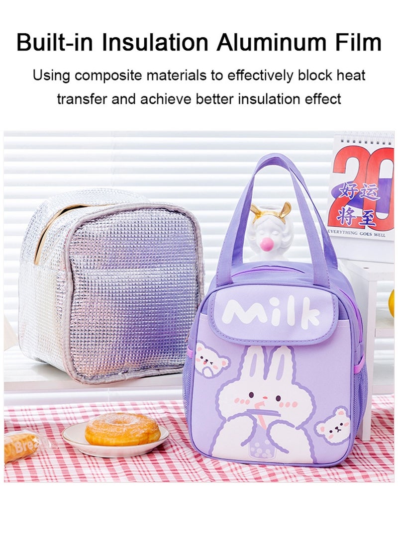 TAPIT Children's Lunch Box Bag, Cartoon Student Meal Bag, Portable Bento Bag, School Picnic Insulation Bag (Khaki - Like) - Image 3