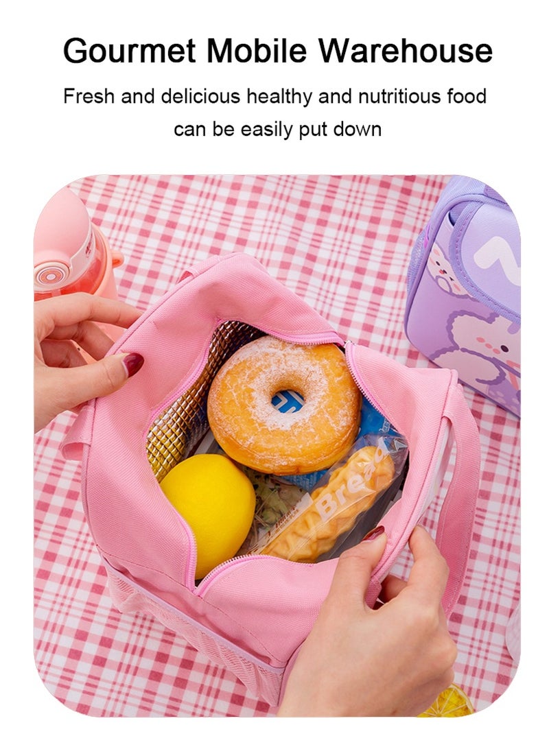 TAPIT Children's Lunch Box Bag, Cartoon Student Meal Bag, Portable Bento Bag, School Picnic Insulation Bag (Khaki - Like) - Image 4