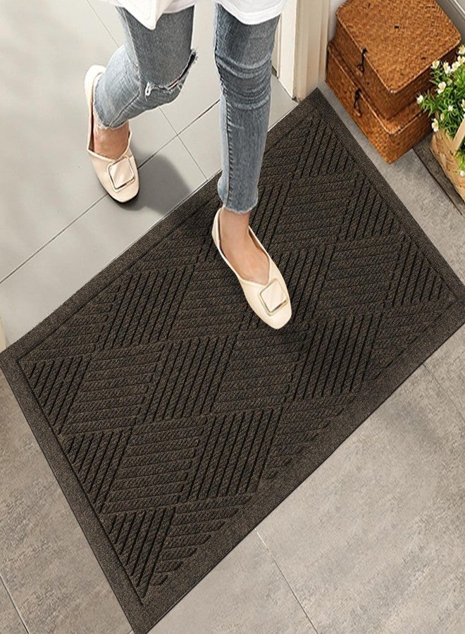 HIYARD Sturdy Front Door Mat, Absorbent Muddy Dirt Resist Welcome Door Mats Outdoor Indoor, Stain and Fade Resistant, Non-Slip Rubber Backing Low Profile Doormat for Entryway, 30×17, Brown - Image 1