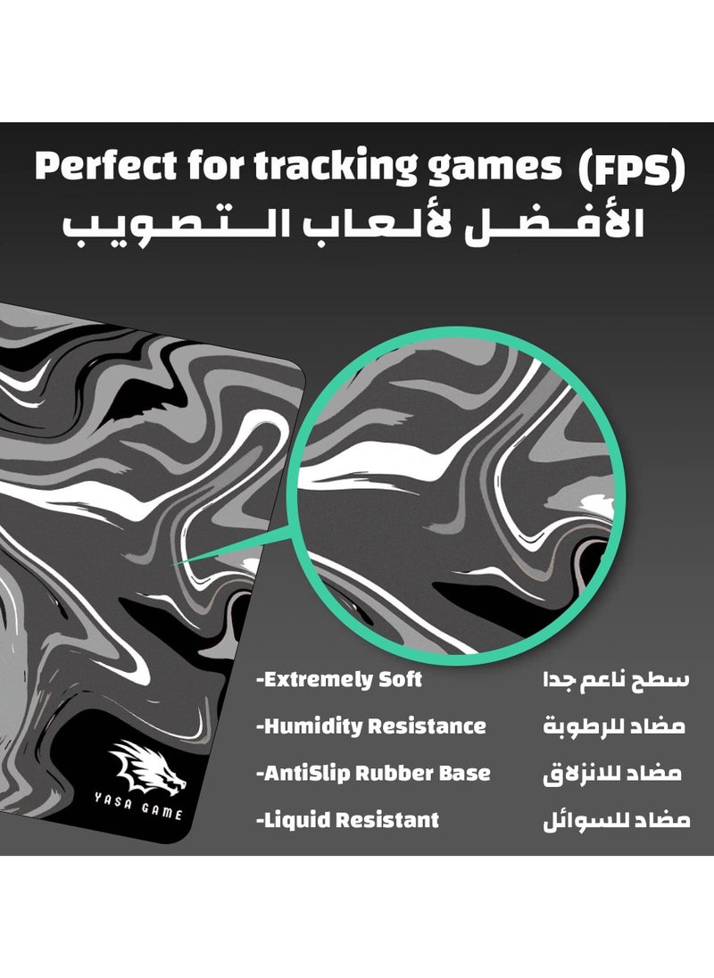 YASA GAME - Extended Large Gaming Mouse Pad 100 X 50 cm XXL Full Desk Art style & Mousepad Non-Slip Rubber Base Big Keyboard Mat with Stitched Edges water resist for Gaming from Yasa ( Liqued Black ) - Image 1