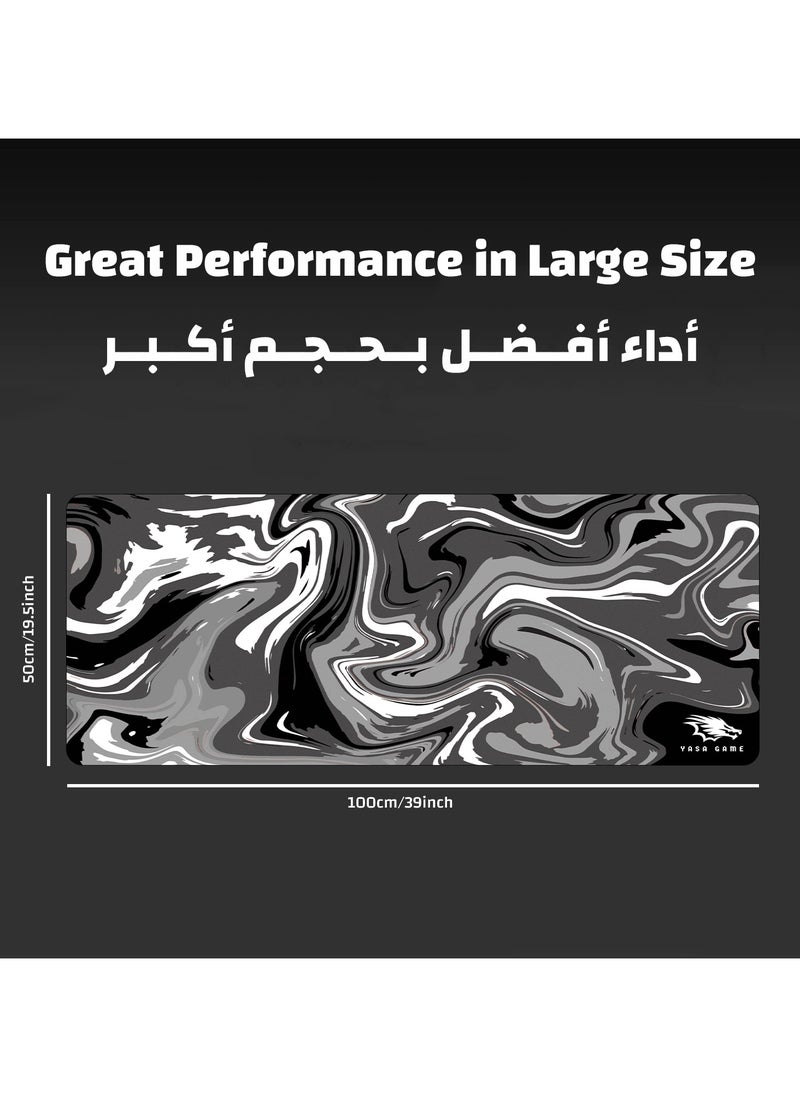 YASA GAME - Extended Large Gaming Mouse Pad 100 X 50 cm XXL Full Desk Art style & Mousepad Non-Slip Rubber Base Big Keyboard Mat with Stitched Edges water resist for Gaming from Yasa ( Liqued Black ) - Image 1
