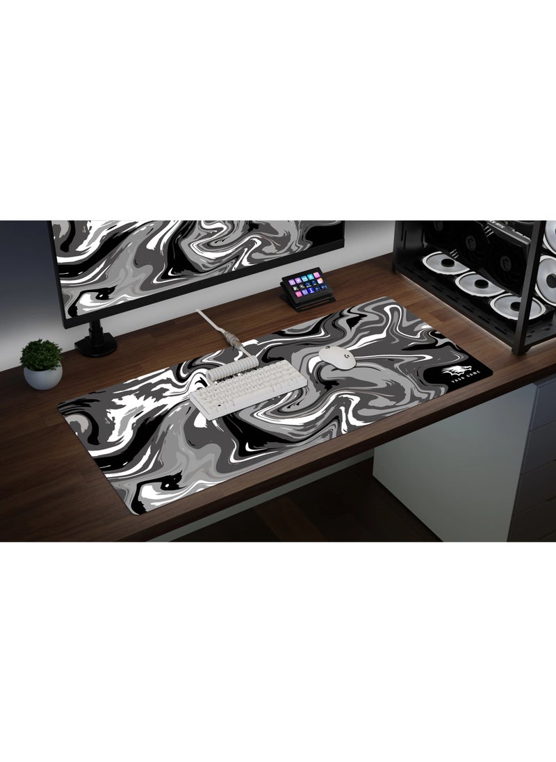 YASA GAME - Extended Large Gaming Mouse Pad 100 X 50 cm XXL Full Desk Art style & Mousepad Non-Slip Rubber Base Big Keyboard Mat with Stitched Edges water resist for Gaming from Yasa ( Liqued Black ) - Image 1