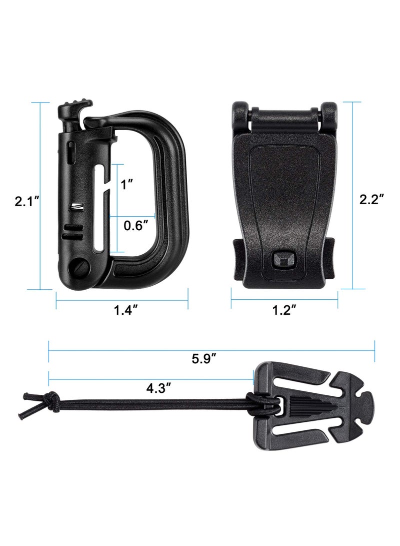 Green Tiger Kit of 30 Attachments for Molle Bag Tactical Backpack Vest Belt,D-Ring Grimlock Locking Gear Clip, Web Dominator Elastic Strings, Strap Management Tool Buckle - Image 3