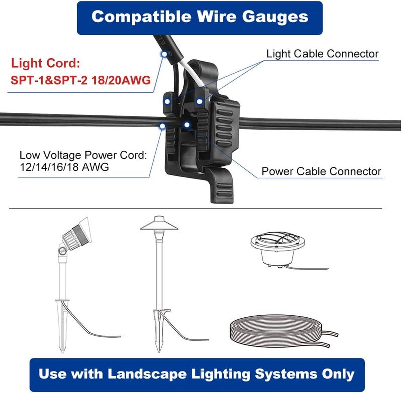 AizzKry Low Voltage Wire Connectors - Landscape Light Connectors 12-18 Gauge UL Listed for Landscape, Pathway, Spotlight - Pack of 14 - Image 3
