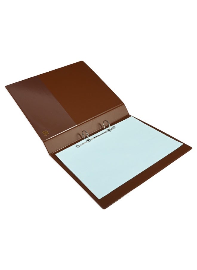 FIS Presentation Binder, 2D Ring Binder, Size Up to A4(210x297mm) Documents, Spine Size 1.50" Inches, Clear PVC Pocket, Easy to Insert Your Cover Design, Brown Color-FSBD225DPBBR  - Image 2