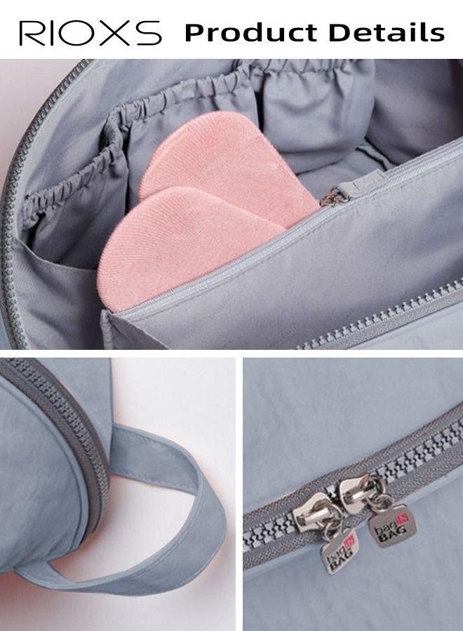 RIOXS Portable Large Underwear Storage Bag, Lightweight Travel Sock Lingerie Pouch, Divided and Organized Box for Bra, Socks, Panty, Multifunctional Travel Packing Organizer, Grey - Image 4