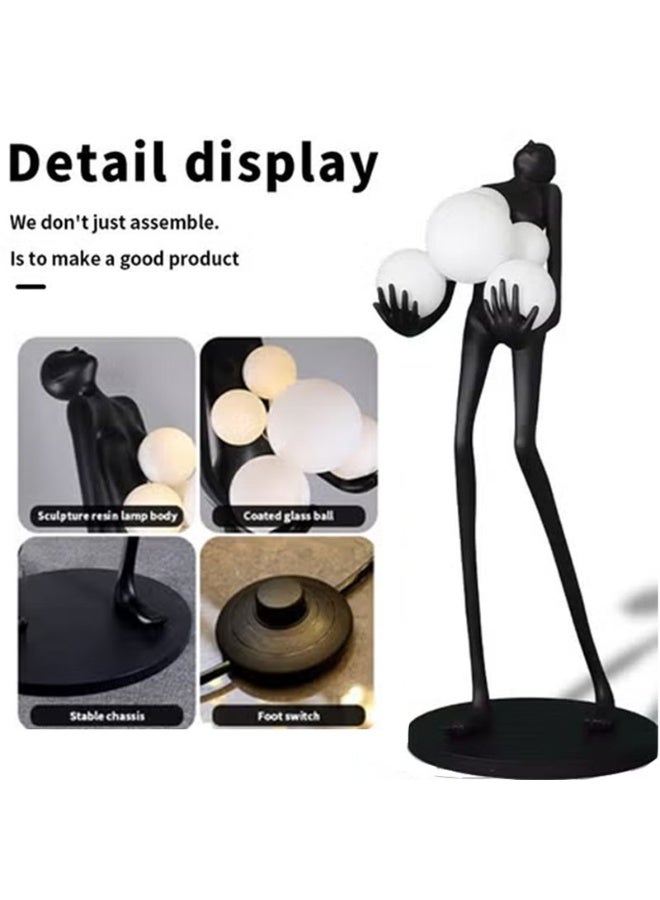 Floor Lamp Modern Art Sculpture Floor Lamp for Ramadan & Eid Home Decor - Abstract Human Figure Holding Ball Design, 6 E27 Sockets LED Standing Light for Living Room & Hotel Lobby - Image 4