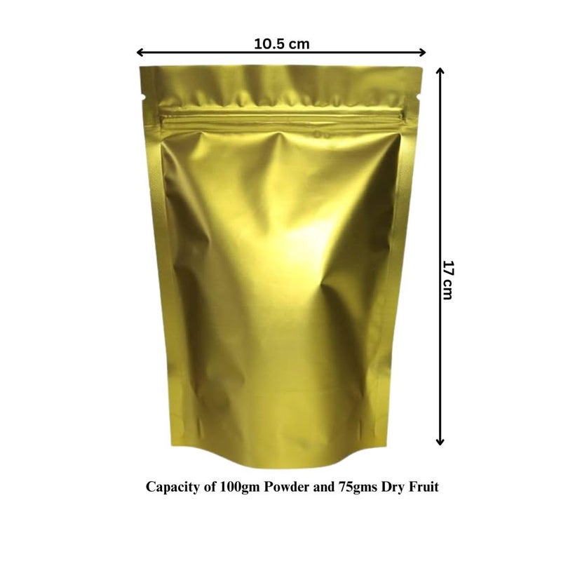 Deera DEERA Matt Finish Without Window Ziplock Reusable Storage Pouch Shiny Gold100mmx170mmPack of 50  - Image 3