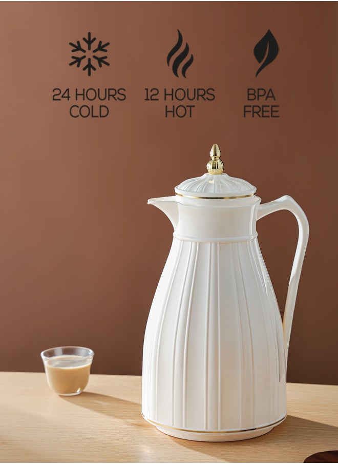 REEM - Tea/Coffee Flask 1L Ivory/Gold - Image 1