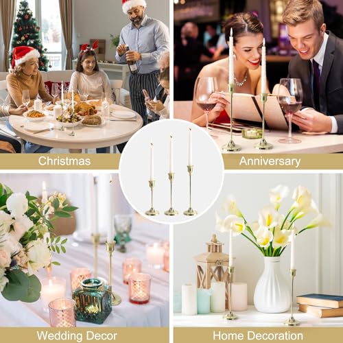 Tunyet Candlestick Holders 6PCS, Metal Taper Candle Holder, Gold Candle Holders for Pillar Candles, Candle Holder for Wedding Fireplace Mantel Housewarming Gift - Image 5