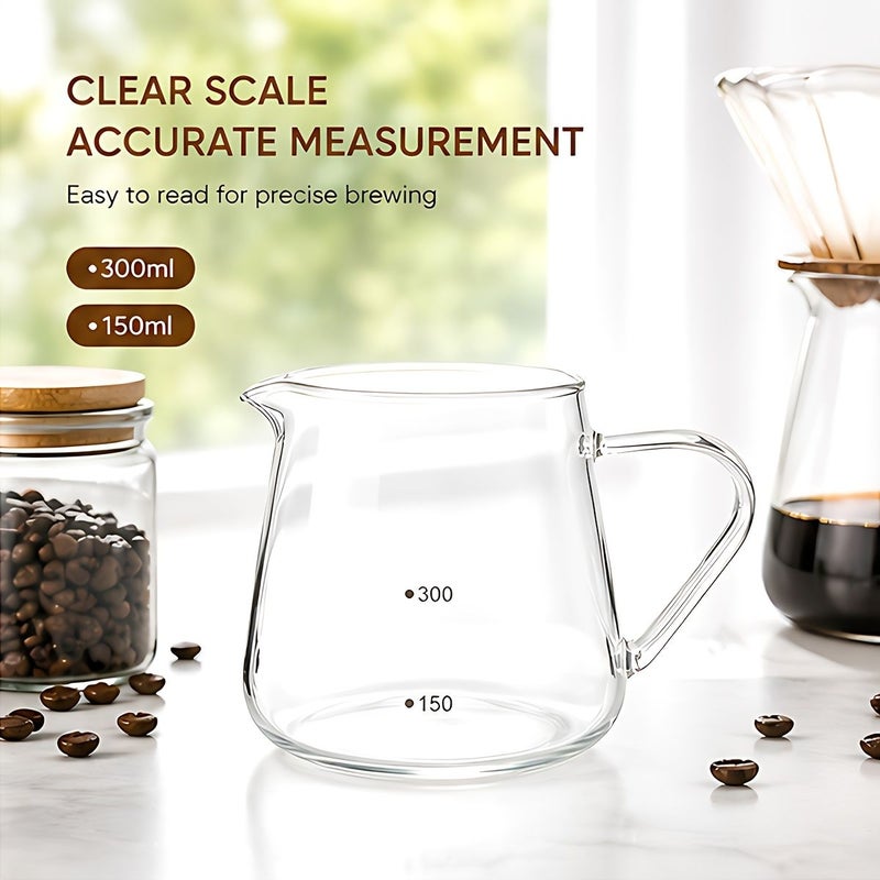 20oz Pour Over Coffee Maker Transparent Glass Carafe For 1 4 Cup Manual Coffee Server With Handle Heat Resistant Beverage Carafe For Tea Milk Juice Kitchen Restaurant Cafe Use - Image 3