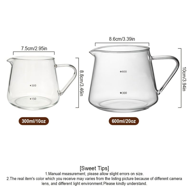 20oz Pour Over Coffee Maker Transparent Glass Carafe For 1 4 Cup Manual Coffee Server With Handle Heat Resistant Beverage Carafe For Tea Milk Juice Kitchen Restaurant Cafe Use - Image 5