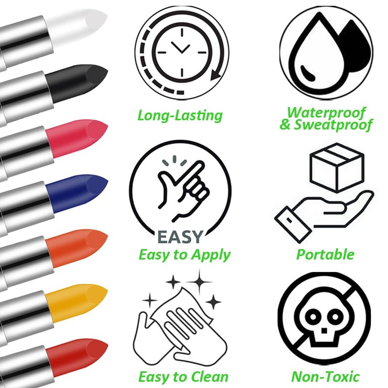 Mysense قلم طلاء الوجه والجسم بألوان علم الولايات المتحدة من ميسنس، إكسسوارات عيد الاستقلال، طلاء وجه وطني لعيد الاستقلال، قلم أسود للعيون لكرة القدم والبيسبول والسوفتبول - Image 4
