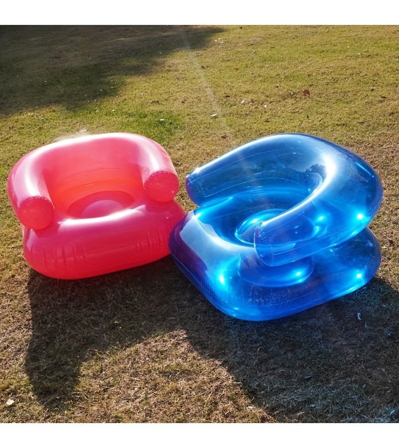 Pink Portable PVC Air Mattress Sofa for Outdoor Garden Nap Reading Lounge Chair Indoor All Seasons - Image 5