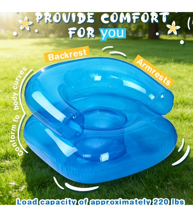 Pink Portable PVC Air Mattress Sofa for Outdoor Garden Nap Reading Lounge Chair Indoor All Seasons - Image 4