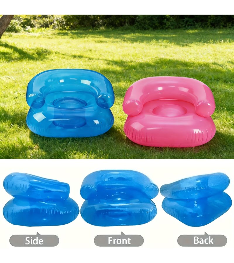 Pink Portable PVC Air Mattress Sofa for Outdoor Garden Nap Reading Lounge Chair Indoor All Seasons - Image 1