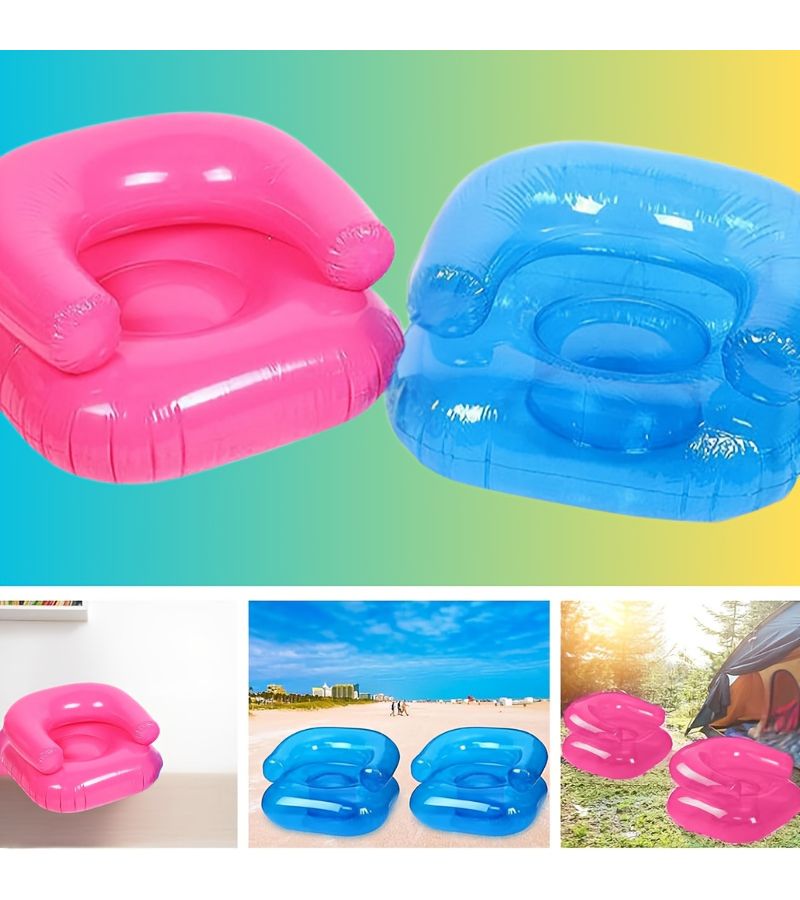 Pink Portable PVC Air Mattress Sofa for Outdoor Garden Nap Reading Lounge Chair Indoor All Seasons - Image 2
